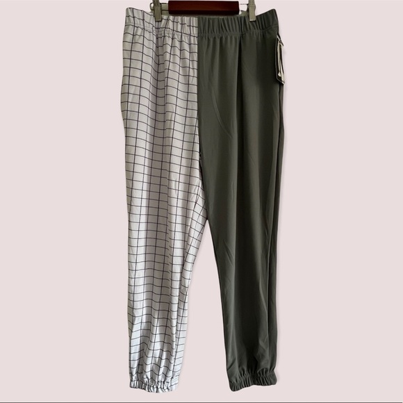Shosho Spliced Joggers Pants Black & White NEW - Picture 1 of 5